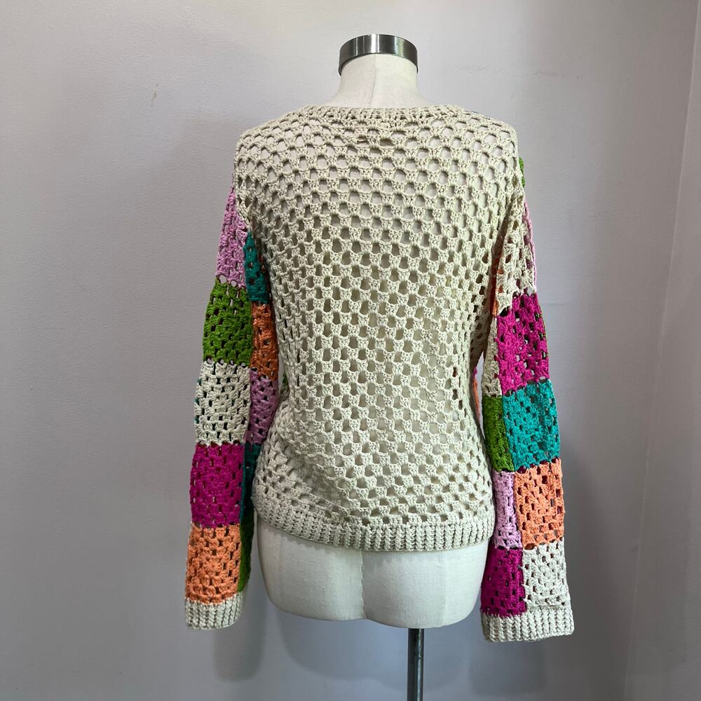 BiBi Colorful Patchwork V-Neck Sweater - Picture 7 of 9